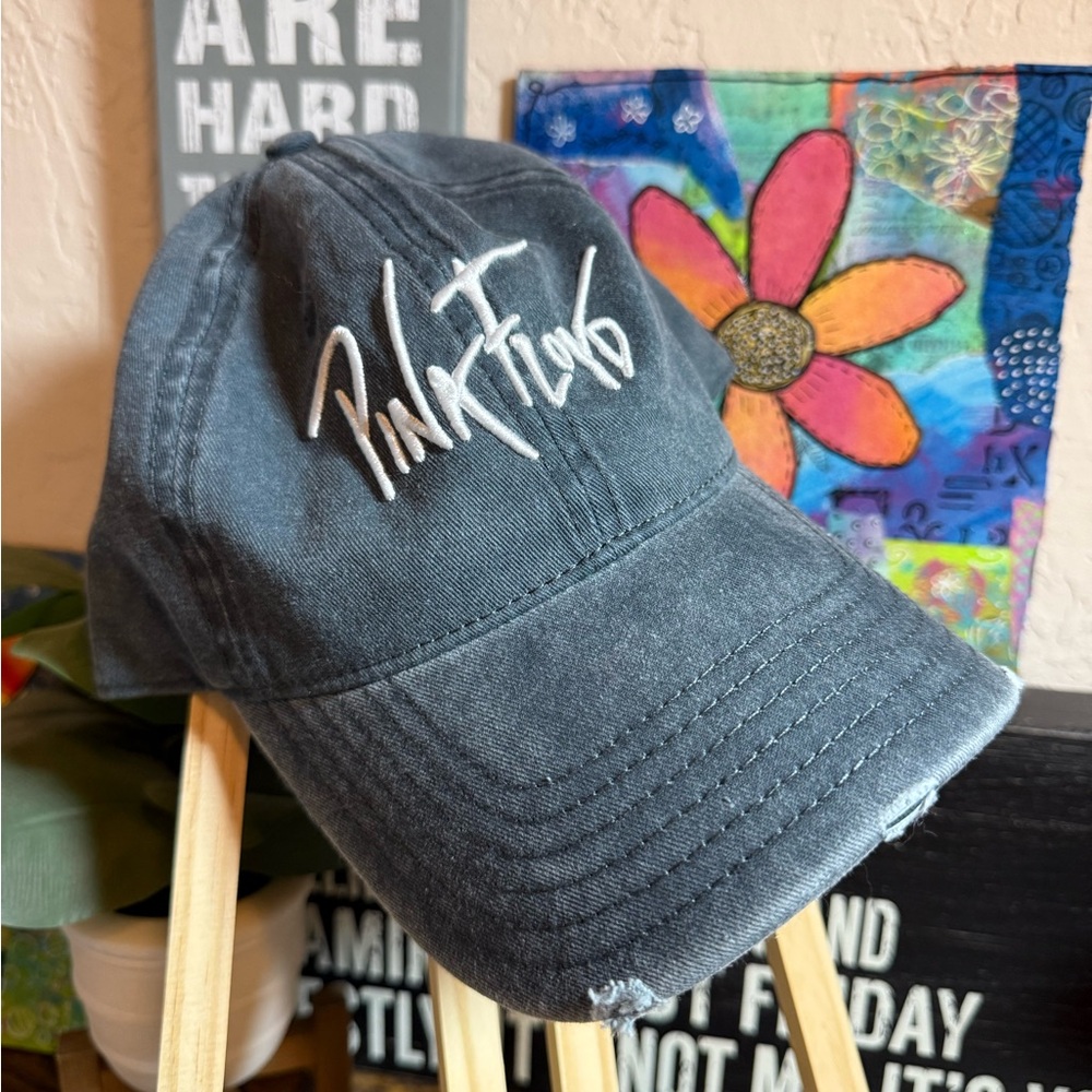 Pink Floyd Distressed Baseball Hat – Blue Cotton, Embroidered Logo